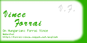 vince forrai business card